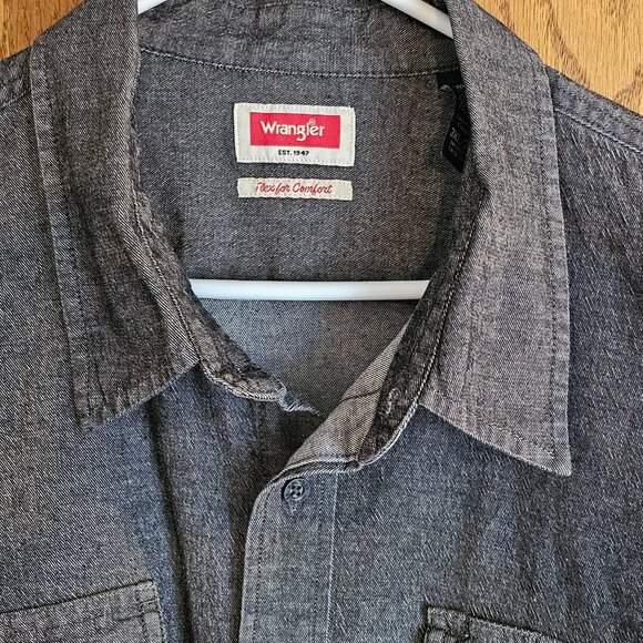 Wrangler Denim Shirt Mens 3XL Flex For Comfort Gray Button Up - Picture 1 of 4